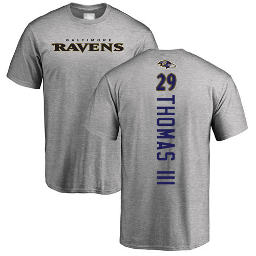 Men Baltimore Ravens Ash Earl Thomas III Backer NFL Football #29 T Shirt->nfl t-shirts->Sports Accessory